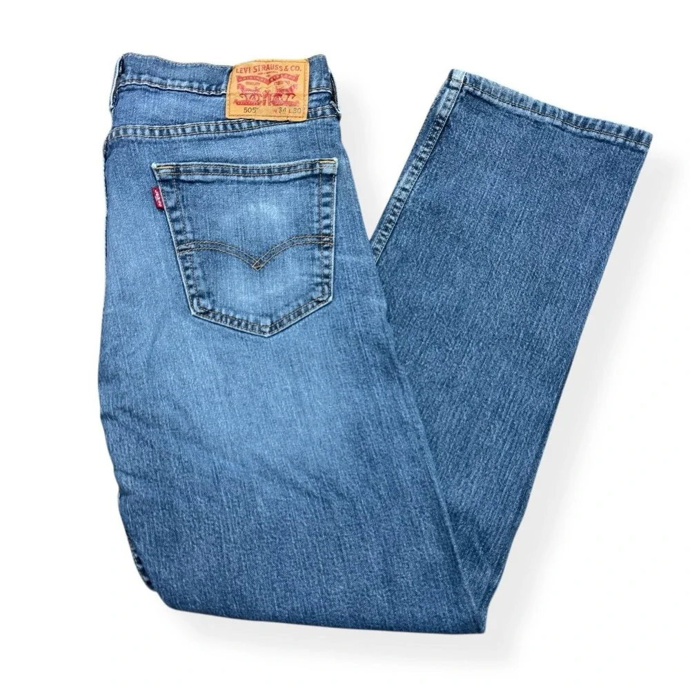 VTG Levis 505 Jeans Mens 34x30 Blue Regular Straight Y2K Medium Wash‎ Mid Rise